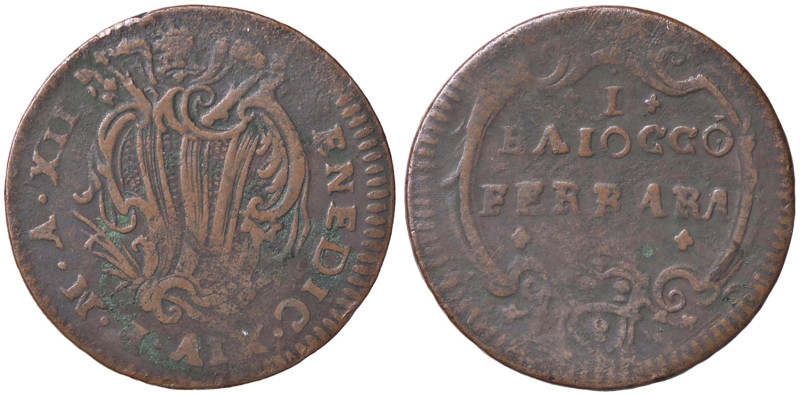 ZECCHE ITALIANE - FERRARA - Benedetto XIV (1740-1758) - Baiocco A. XII CNI 194; ...
