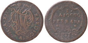 ZECCHE ITALIANE - FERRARA - Benedetto XIV (1740-1758) - Baiocco A. XII CNI 194; Munt. 269 R CU 
qBB