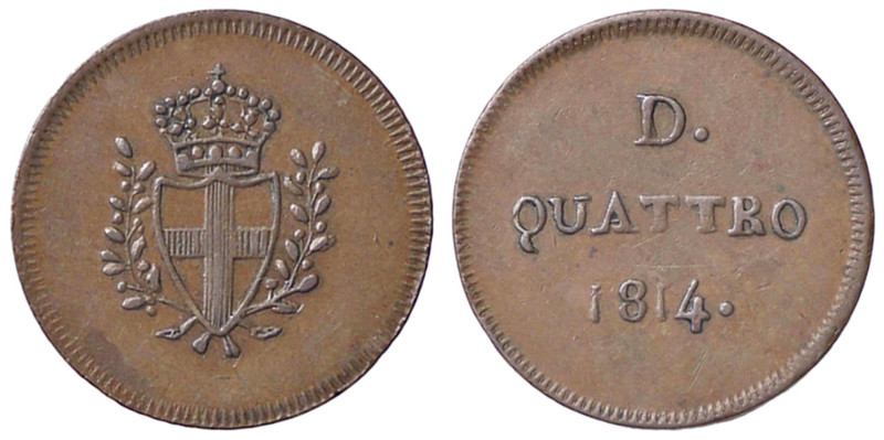 ZECCHE ITALIANE - GENOVA - Repubblica Genovese (1814) - 4 Denari 1814 CNI 8/9; M...