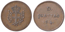 ZECCHE ITALIANE - GENOVA - Repubblica Genovese (1814) - 4 Denari 1814 CNI 8/9; Mont. 116 CU 
BB+