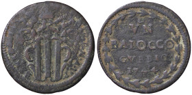 ZECCHE ITALIANE - GUBBIO - Clemente XII (1730-1740) - Baiocco 1744 CU 
qBB
