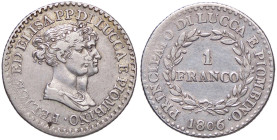 ZECCHE ITALIANE - LUCCA - Elisa Bonaparte e Felice Baciocchi (1805-1814) - Franco 1806 Pag. 256; Mont. 441 NC AG 
bel BB