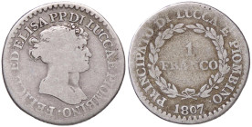 ZECCHE ITALIANE - LUCCA - Elisa Bonaparte e Felice Baciocchi (1805-1814) - Franco 1807 Pag. 257; Mont. 442 R AG 
MB
