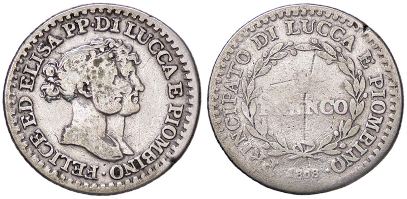 ZECCHE ITALIANE - LUCCA - Elisa Bonaparte e Felice Baciocchi (1805-1814) - Franc...