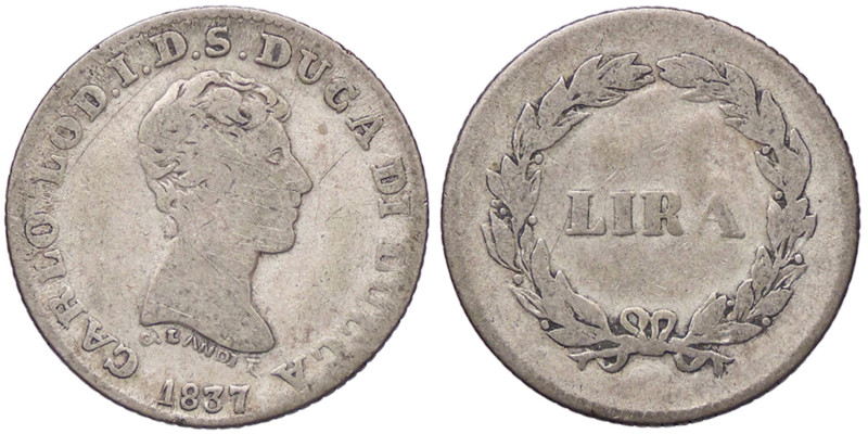 ZECCHE ITALIANE - LUCCA - Carlo Ludovico di Borbone (1824-1847) - Lira 1837 Pag....