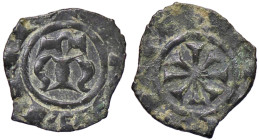 ZECCHE ITALIANE - MANFREDONIA - Manfredi (1258-1266) - Denaro Spahr 215; MIR 484 R (MI g. 0,74) 
BB+