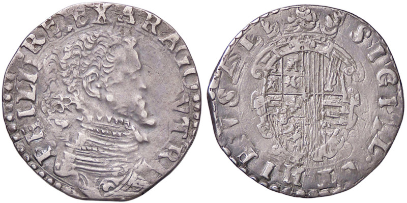 ZECCHE ITALIANE - NAPOLI - Filippo II (1554-1598) - Tarì P.R. 24; MIR 175 (AG g....