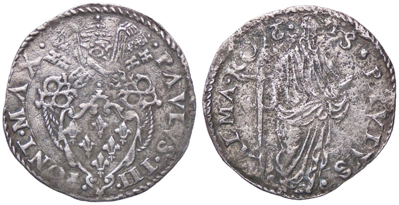 ZECCHE ITALIANE - ROMA - Paolo III (1534-1549) - Grosso CNI 149; Munt. 65 (AG g....