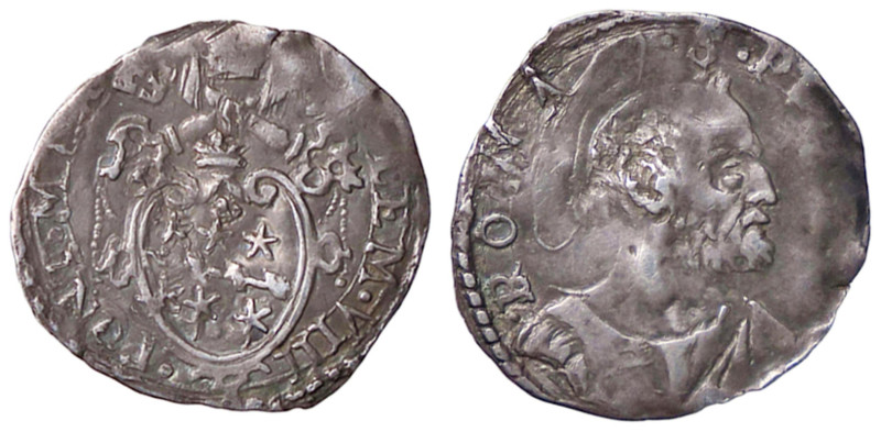 ZECCHE ITALIANE - ROMA - Clemente VIII (1592-1605) - Mezzo grosso R (AG g. 0,57)...