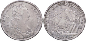 ZECCHE ITALIANE - VENEZIA - Paolo Renier (1779-1789) - Tallero per il Levante 1781 Pao. 35 AG Escrescenza di metallo al D/ - Escrescenza di metallo al...