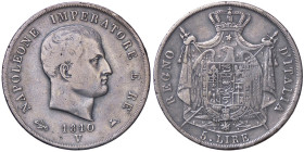 ZECCHE ITALIANE - VENEZIA - Napoleone I, Re d'Italia (1805-1814) - 5 Lire 1810 Pag. 15a; Mont. 20 R AG Puntali aguzzi e cifre 10 della data su 0 - Pun...