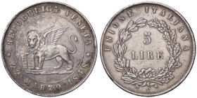 ZECCHE ITALIANE - VENEZIA - Governo Provvisorio (1848-1849) - 5 Lire 1848 - 22 Marzo Pag. 177; Mont. 90 AG Da montatura - Da montatura
meglio di MB