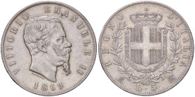 SAVOIA - Vittorio Emanuele II Re d'Italia (1861-1878) - 5 Lire 1869 M Pag. 489; Mont. 171 AG 
BB+