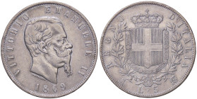 SAVOIA - Vittorio Emanuele II Re d'Italia (1861-1878) - 5 Lire 1869 M Pag. 489; Mont. 171 AG 
qBB/BB