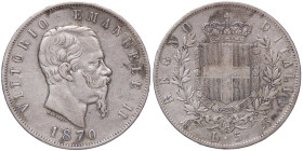 SAVOIA - Vittorio Emanuele II Re d'Italia (1861-1878) - 5 Lire 1870 M Pag. 490; Mont. 172 AG 
qBB