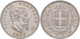 SAVOIA - Vittorio Emanuele II Re d'Italia (1861-1878) - 5 Lire 1871 M Pag. 492; Mont. 175 AG 
BB+/qSPL