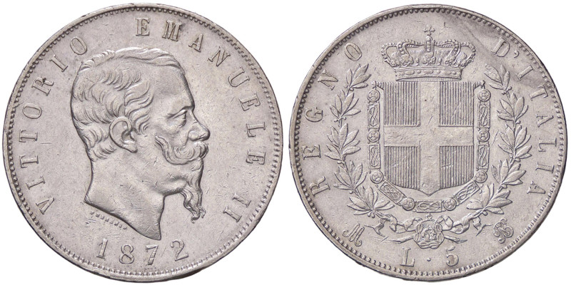 SAVOIA - Vittorio Emanuele II Re d'Italia (1861-1878) - 5 Lire 1872 M Pag. 494; ...