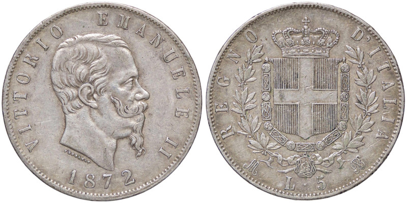 SAVOIA - Vittorio Emanuele II Re d'Italia (1861-1878) - 5 Lire 1872 M Pag. 494; ...