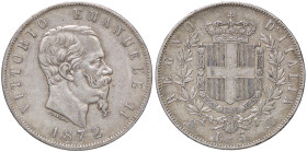 SAVOIA - Vittorio Emanuele II Re d'Italia (1861-1878) - 5 Lire 1872 M Pag. 494; Mont. 177 AG Colpetto - Colpetto
BB