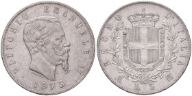 SAVOIA - Vittorio Emanuele II Re d'Italia (1861-1878) - 5 Lire 1873 M Pag. 496; Mont. 180 AG 
BB