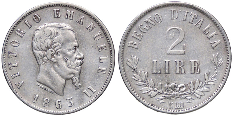 SAVOIA - Vittorio Emanuele II Re d'Italia (1861-1878) - 2 Lire 1863 N Valore Pag...