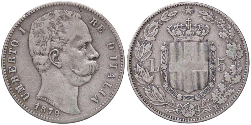 SAVOIA - Umberto I (1878-1900) - 5 Lire 1879 Pag. 590; Mont. 33 AG 
qBB