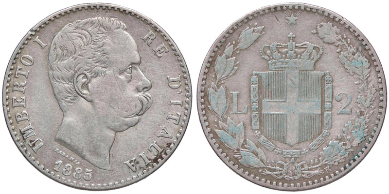 SAVOIA - Umberto I (1878-1900) - 2 Lire 1885 Pag. 595; Mont. 40 R AG 
MB