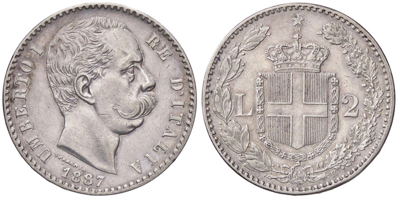 SAVOIA - Umberto I (1878-1900) - 2 Lire 1887 Pag. 597; Mont. 42 AG 
BB+