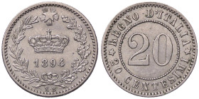 SAVOIA - Umberto I (1878-1900) - 20 Centesimi 1894 KB Pag. 611; Mont. 58 NI 
qFDC