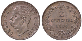 SAVOIA - Umberto I (1878-1900) - 2 Centesimi 1900 Pag. 624; Mont. 72 CU Riflessi rossi - Riflessi rossi
qFDC