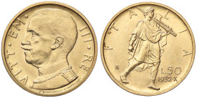 SAVOIA - Vittorio Emanuele III (1900-1943) - 50 Lire 1932 X Littore Pag. 659; Mont. 39 AU Segnetto sul collo - Segnetto sul collo
qFDC