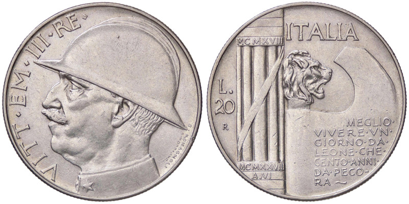 SAVOIA - Vittorio Emanuele III (1900-1943) - 20 Lire 1928 Elmetto Pag. 680; Mont...