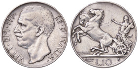 SAVOIA - Vittorio Emanuele III (1900-1943) - 10 Lire 1927 * Biga Pag. 692; Mont. 89 AG 
bel BB