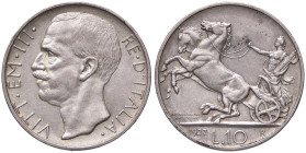 SAVOIA - Vittorio Emanuele III (1900-1943) - 10 Lire 1927 ** Biga Pag. 692a; Mont. 90 AG 
BB+/qSPL