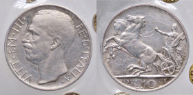 SAVOIA - Vittorio Emanuele III (1900-1943) - 10 Lire 1930 Biga Pag. 695; Mont. 95 R AG Sigillata Franco Grigoli - Sigillata Franco Grigoli
qSPL/SPL