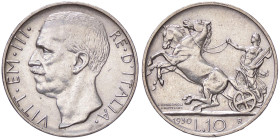 SAVOIA - Vittorio Emanuele III (1900-1943) - 10 Lire 1930 Biga Pag. 695; Mont. 95 R AG 
BB+/qSPL