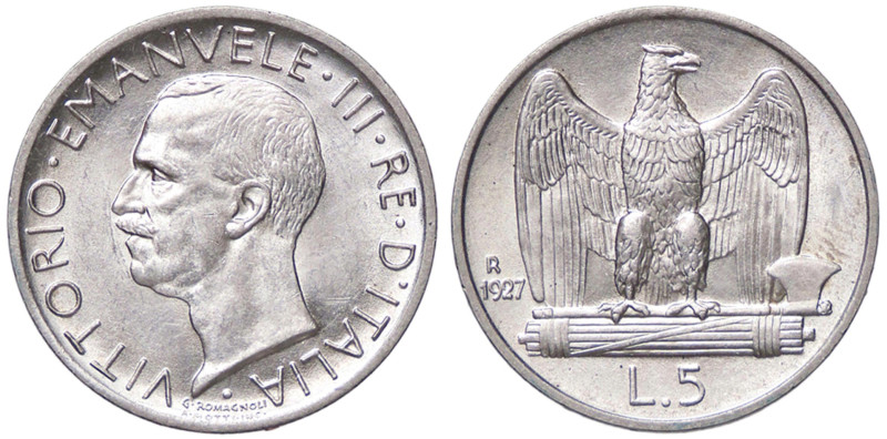 SAVOIA - Vittorio Emanuele III (1900-1943) - 5 Lire 1927 ** Aquiletta Pag. 710a;...