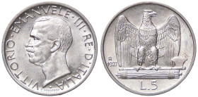 SAVOIA - Vittorio Emanuele III (1900-1943) - 5 Lire 1927 ** Aquiletta Pag. 710a; Mont. 120 AG 
qFDC/FDC