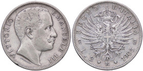 SAVOIA - Vittorio Emanuele III (1900-1943) - 2 Lire 1905 Aquila Pag. 729; Mont. 144 AG 
MB-BB