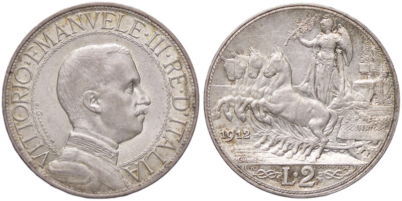 SAVOIA - Vittorio Emanuele III (1900-1943) - 2 Lire 1912 Quadriga lenta Pag. 735...