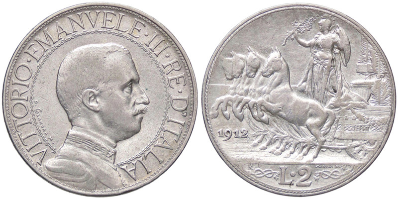 SAVOIA - Vittorio Emanuele III (1900-1943) - 2 Lire 1912 Quadriga lenta Pag. 735...