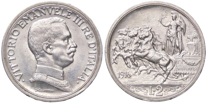 SAVOIA - Vittorio Emanuele III (1900-1943) - 2 Lire 1916 Quadriga briosa Pag. 73...