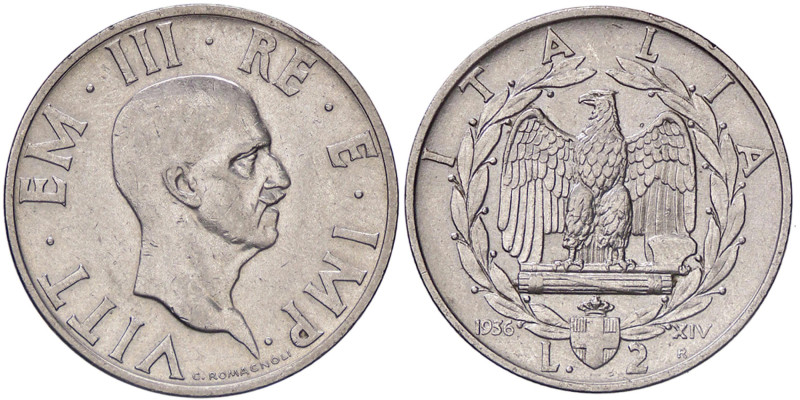 SAVOIA - Vittorio Emanuele III (1900-1943) - 2 Lire 1936 XIV Impero Pag. 754; Mo...