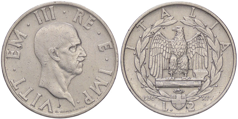 SAVOIA - Vittorio Emanuele III (1900-1943) - 2 Lire 1936 XIV Impero Pag. 754; Mo...