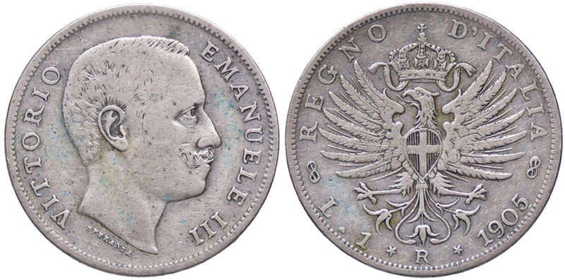 SAVOIA - Vittorio Emanuele III (1900-1943) - Lira 1905 Aquila Pag. 765; Mont. 19...