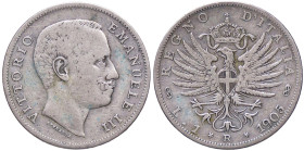SAVOIA - Vittorio Emanuele III (1900-1943) - Lira 1905 Aquila Pag. 765; Mont. 190 RR AG 
MB/qBB