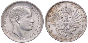 SAVOIA - Vittorio Emanuele III (1900-1943) - Lira 1906 Aquila Pag. 766; Mont. 191 AG 
qFDC/FDC