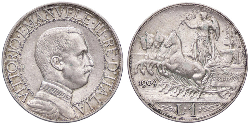 SAVOIA - Vittorio Emanuele III (1900-1943) - Lira 1909 Quadriga lenta Pag. 769; ...