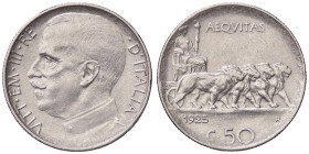 SAVOIA - Vittorio Emanuele III (1900-1943) - 50 Centesimi 1925 R Pag. 807; Mont. 244 NI 
BB+/qSPL