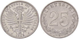 SAVOIA - Vittorio Emanuele III (1900-1943) - 25 Centesimi 1903 Pag. 828; Mont. 274 R NI 
qSPL/BB+